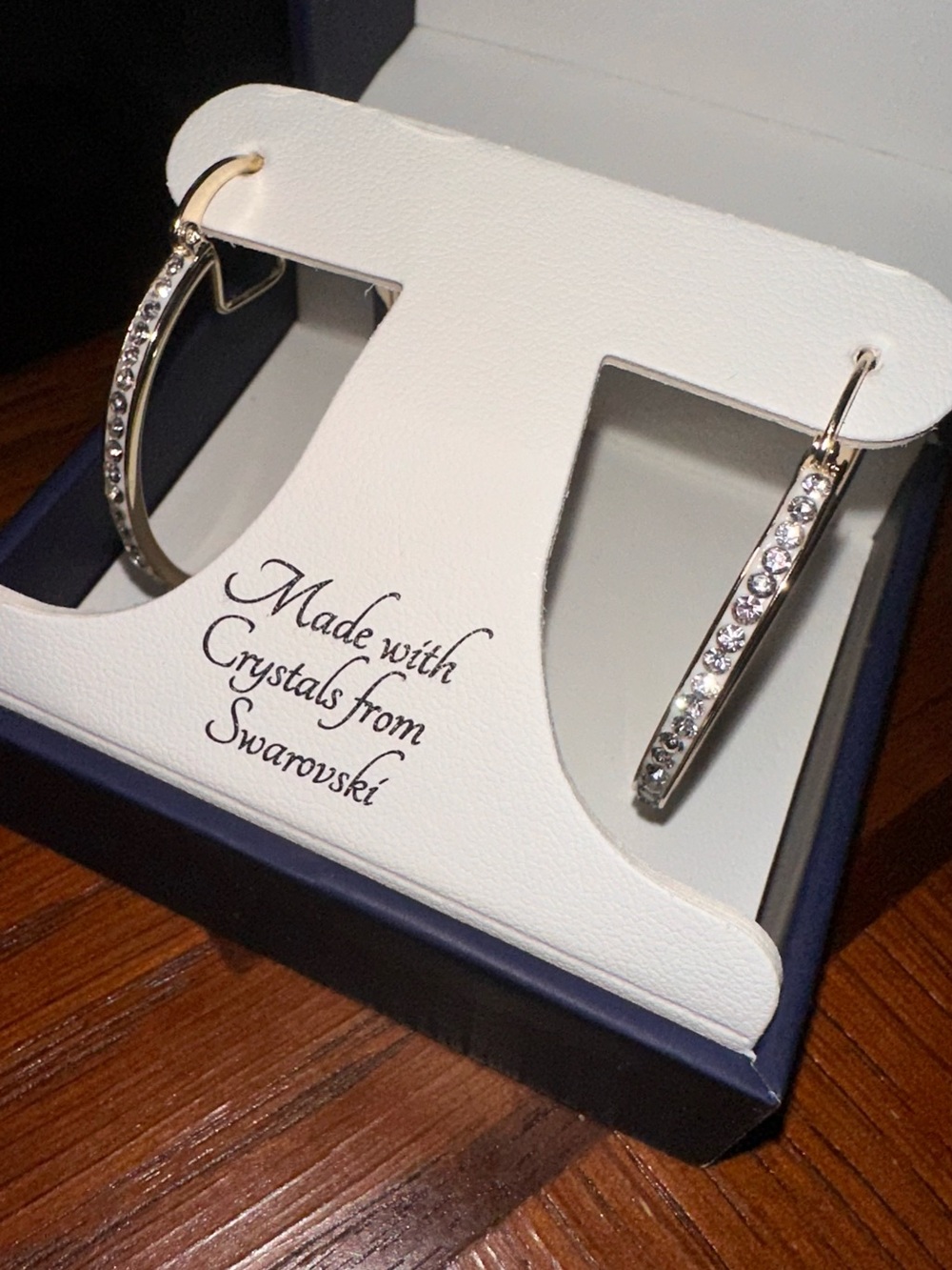 Swarovski Gold Hoop Earrings with Clear Crystals - Picture 2 of 3